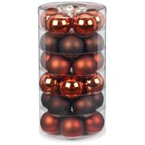 Inge-glas Inge Christmas Kerstballen - 30x st - kastanje bruin - D6 cm - glas - mat/glans - kerstversiering