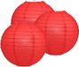 Merkloos 3 rode lampionnen 25 cm