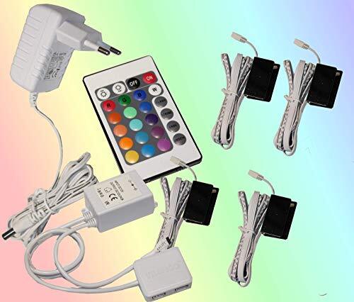 Trango RGB kleur veranderende LED-glasrandverlichting incl. afstandsbediening kastverlichting I glazen vloerverlichting I vitrines verlichting I LED clips I meubelverlichting (set van 4)