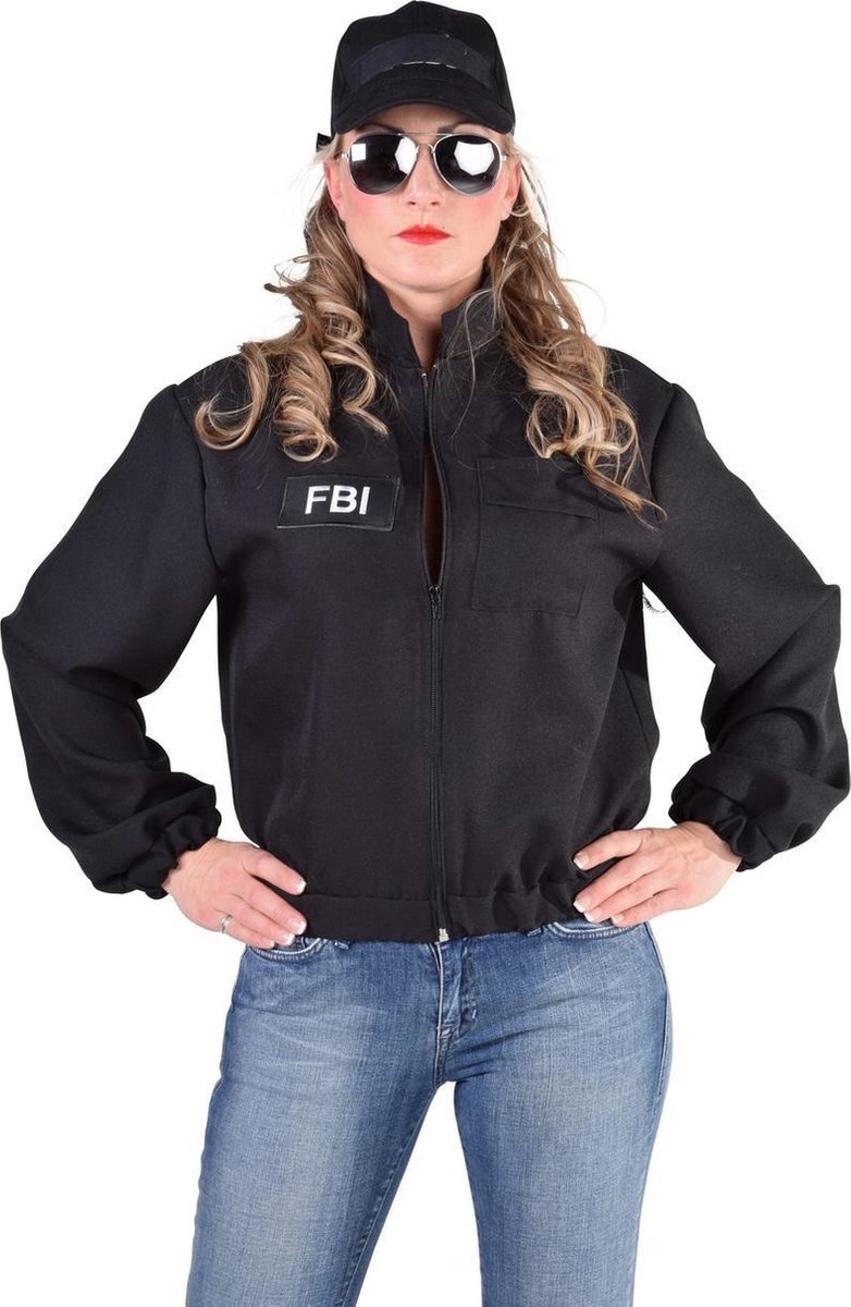 Magic by freddy Politie & Detective Kostuum | Mega Stoer Zwart Fbi Politiejas Vrouw | Extra Small / Small | Carnaval kostuum | Verkleedkleding