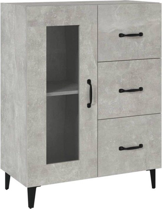 vidaXL Dressoir 69,5x34x90 cm bewerkt hout betongrijs