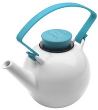 QDO Theepot Porselein - Rond - Met Clip handvat - 1 liter - Turquoise