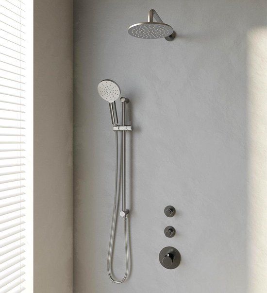 Brauer Brushed Edition Inbouw Regendouche Set - Gebogen Wanduitloop - RVS Look