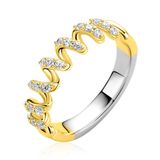ZINZI bague en argent plaqué or avec zirconias blancs