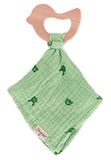 Sterntaler Baby Unisex knuffeldoekje met bijtring Kinni en Kalla, pluche knuffeldoek voor babymeisjes, biologisch, middelgroen, 1 stuk (1 stuks)