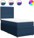 vidaXL Boxspring met matras stof blauw 100x200 cm