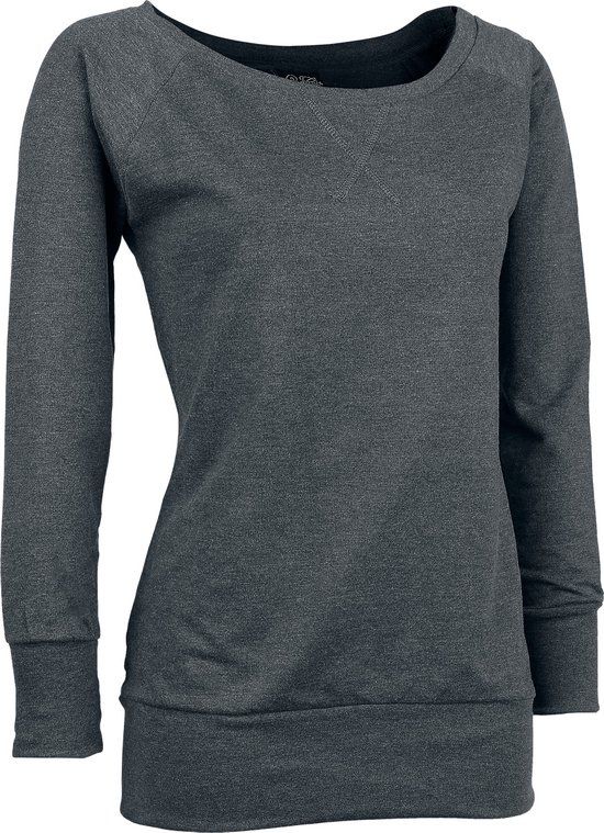 Urban Classics Boat Necker Dames Sweatshirts - houtskool - S