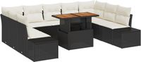 vidaXL Tuinbank Set 10-delig Zwart en Crème