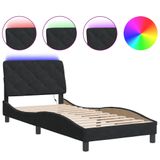 VidaXL Bedframe met LED, zonder matras, fluweel, zwart, 120x200 cm