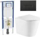 Geberit QeramiQ Toiletset - 36.3x51.7cm - Inbouwreservoir - Rimless - Diepspoel - Softclose Zitting - Mat Zwart Bedieningsplaat