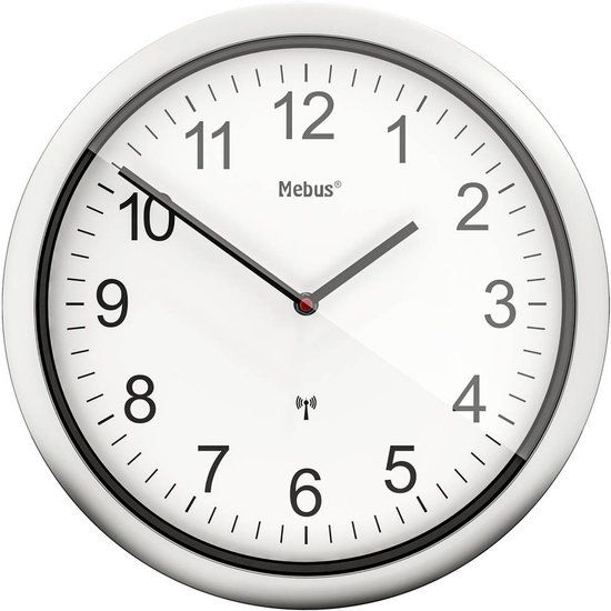 Mebus 19809 Wandklok Zendergestuurd 25 cm x 4 cm Zilver Slepend uurwerk (geluidsloos)