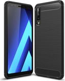 Merkloos / Sans marque Samsung Galaxy A7 2018 Geborsteld TPU Hoesje Zwart