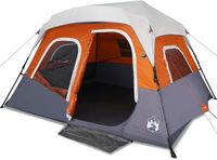 vidaXL Tent met LED - 6-persoons - Snelontgrendeling - Lichtgrijs en Oranje