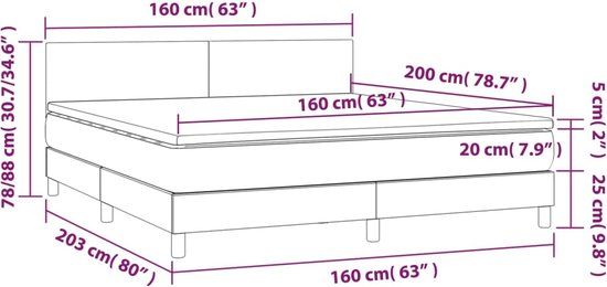 vidaXL Boxspring met matras fluweel roze 160x200 cm