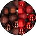 Billiet - Vanlaere 24x pièces boules de Noël en plastique mix de brun foncé et rouge 6 cm
