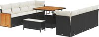 vidaXL Banc de jardin noir et crème 231 x 224 x 85 cm poly rotin