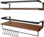 Uten 2 stuks houten wandplanken met handdoekhouder en haken