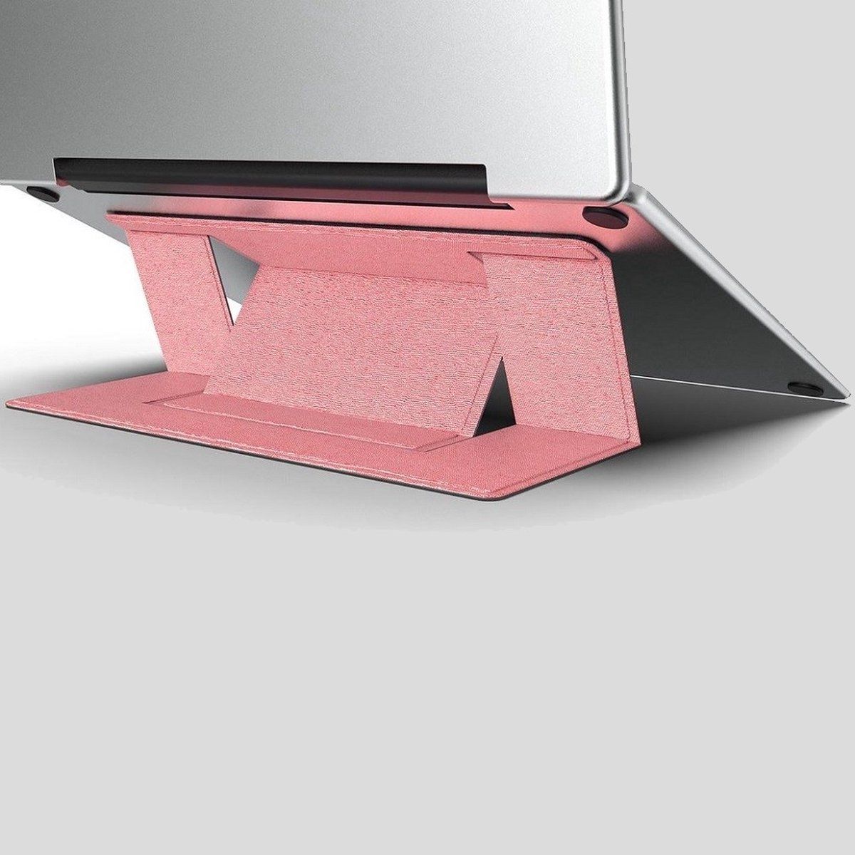 LuxeBass Klevend Laptopstandaard - Grijs - Geschikt voor Notebooks t/m 15.6 inch - Roze