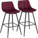 Bolt Edge Tabourets de bar (2 pièces) – Rouge – Velours – Industriel – Dossier – Hauteur d'assise 64 cm