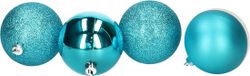 Atmosphera Kerstballen - 5ST - turquoise - glans en mat - 5 cm - kunststof