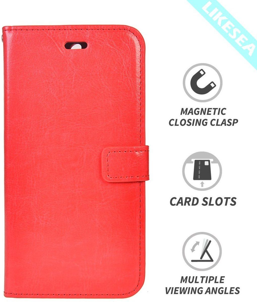 LIKESEA Huawei P8 Portemonnee Hoesje Rood - 8719665018634