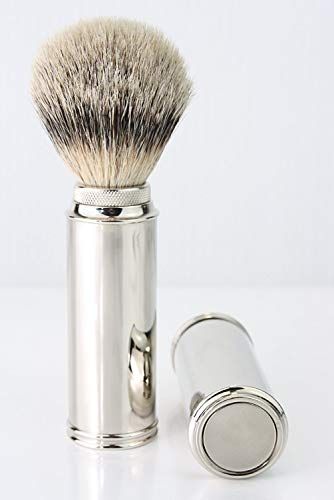 JAG SHAVE Heren Scheerborstel Zilveren tip Badgher Haar Reizen Vernikkeld Handvat