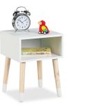 Merkloos Nachtkastje Kinderkamer - 40x30x30 cm - Houten Poten - Wit