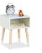 Merkloos Nachtkastje Kinderkamer - 40x30x30 cm - Houten Poten - Wit