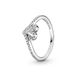 Pandora Sparkling Heart & Wishbone wishbone-ring van sterlingzilver met heldere zirkoniasteentjes, 50