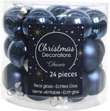 Mini-kerstballen House of Seasons Mini-kerstballen van glas 24-delig set 25mm (marineblauw/nachtblauw/navy)