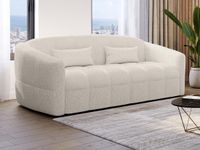 Vente-unique Canapé-lit trois places en tissu bouclé beige - Lit 140 cm - Matelas 13 cm RETUNA II