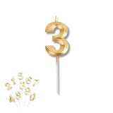 PARENCE Taartkaarsen met gouden nummer 3