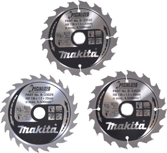 Makita B-33897 - Cirkelzaagbladen - 3 stuks - 1,5 mm