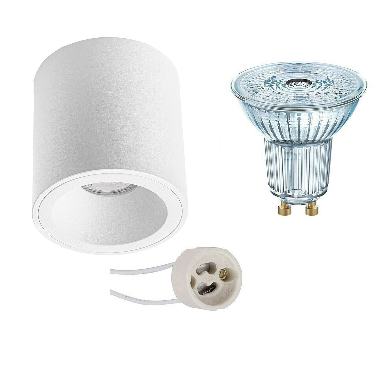 Osram Voordeelset - Opbouwspot Set - Parathom PAR16 940 36D - Pragmi Cliron Pro - GU10 Fitting - Dimbaar - Opbouw Rond - Mat Wit - 3.7W - Natuurlijk Wit 4000K - Verdiept - Ã˜90mm