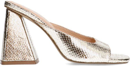 Sacha - Dames - Gouden metallic muiltjes met hak - Maat 39