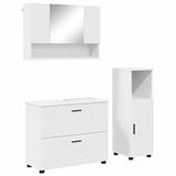 vidaXL Meuble de salle de bain avec tiroir, 3 pièces, blanc