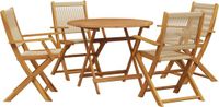 vidaXL 5-delige Tuinset, Polypropeen en Massief Hout, Beige