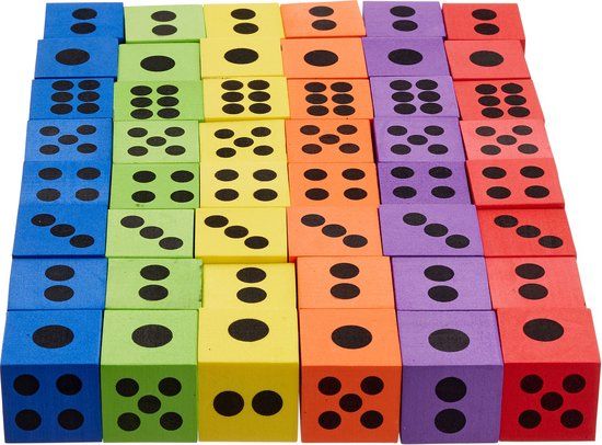 The Twiddlers - 48 Grote Kleurrijke Foam Dot Dobbelsteen Set - 4cm