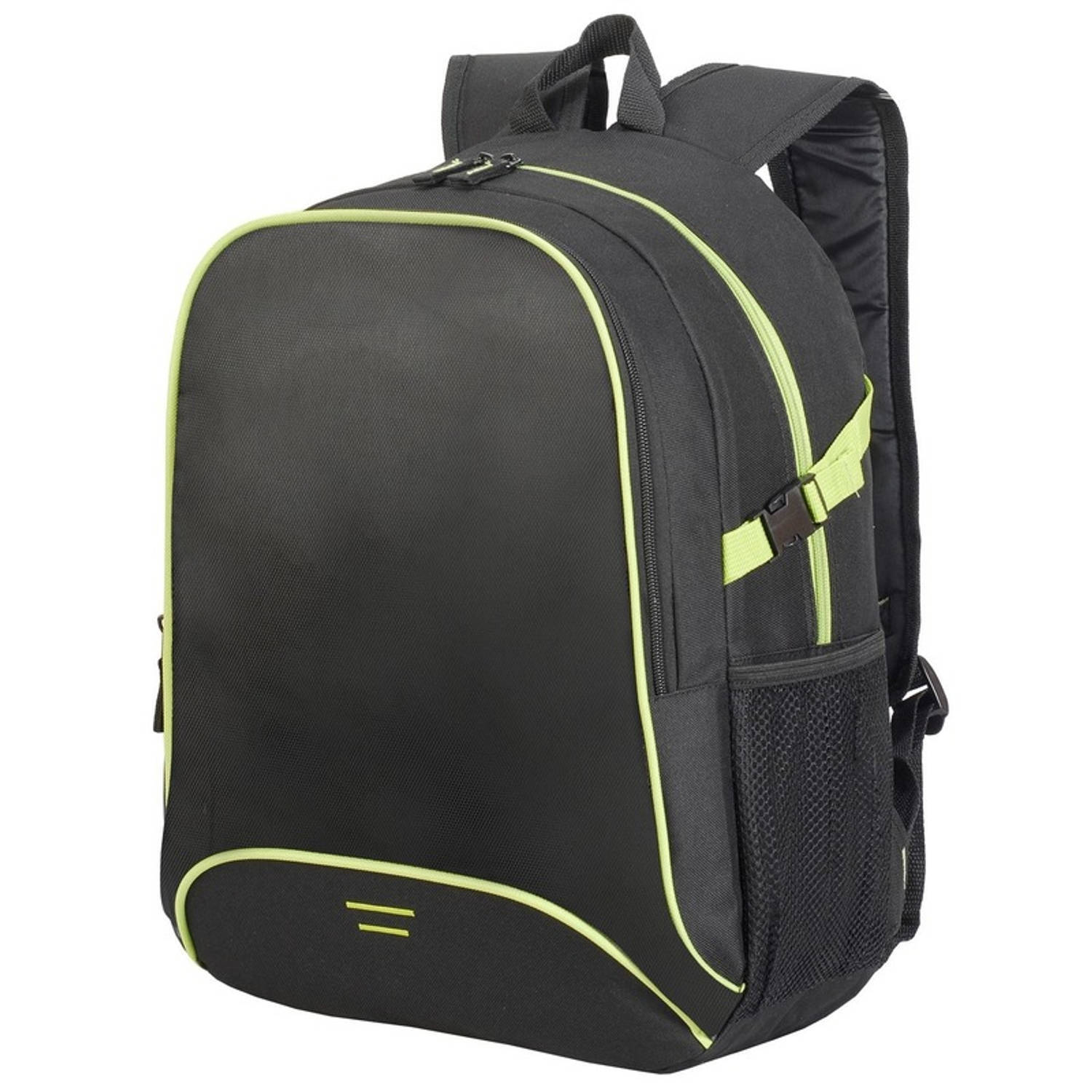 Shugon Allround rugzak/rugtas zwart/limegroen 44 cm - A4-formaat - Schooltas - Laptoptas/boekentas zwart/limegroen