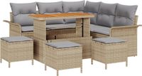 vidaXL - Tuinbank - Set - 9 - st - 8-Aantal - zitplaatsen - Beige - en - Lichtgrijs