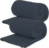 H&S Collection Fleece dekens/plaids - 2x - navy blauw - 125 x 150 cm