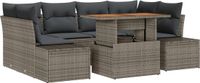 vidaXL Tuinbank Set 7-delig Grijs Polyrattan