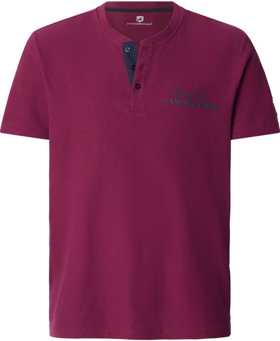Jan Vanderstorm heren T-shirt - 60/62 - donkerrood - Plus Size