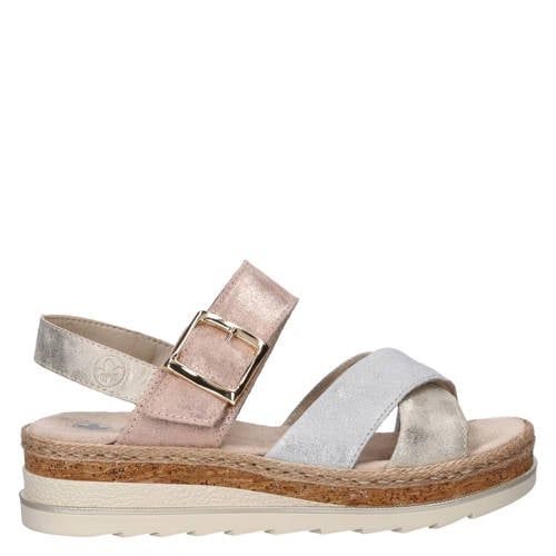 Rieker Beige Multi Leather Platform Sandals