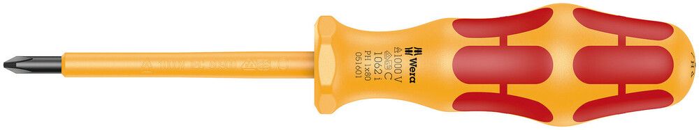 Wera 1062 i PH VDE-geïsoleerde Kraftform Phillips schroevendraaier, PH 1 x 80 mm - 05051601001