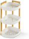 5Five Étagère de douche - 3 niveaux - d'angle - blanc - plastique/bambou - 29 x 22 x 45 cm