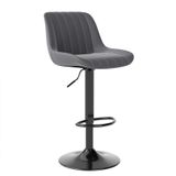 Ensemble de 2 tabourets, réglables en hauteur, pivotants, revêtus en similicuir, couleur gris foncé