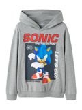 NAME IT Jongens Sweater NKMALFE SONIC NREG SWEAT W HOOD BOX SKY - Maat 122/128 - Katoen/Polyester - Grey Melange