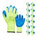 Baratec Set van 12 stevige, thermisch geïsoleerde veiligheidshandschoenen met latexcoating, werkgreep voor koude opslag, hantering, landbouw, L, blauw en geel