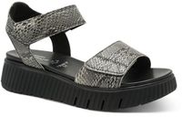 Tamaris WIDE FIT Dames Sandaal 8-88720-44 055 H-breedte Maat: 39 EU Lichtgrijs Leer Plateau Dierenprint Klittenband Lente/Zomer 2025